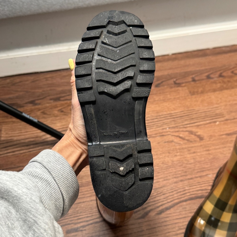 Burberry House Check Tall Rubber Rain Boots Nova Plaid Glossy 36 Italy US 5.5 - Picture 10 of 11